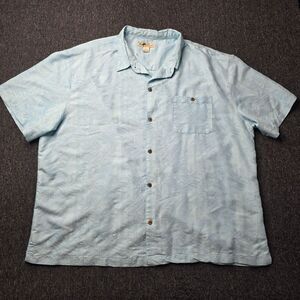 Joe Marlin Hawaiian Shirt Mens 4X Button Up Blue Short Sleeve Tropical Beach